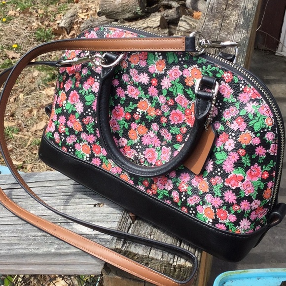 Coach Handbags - Coach floral mini Sierra satchel bag EUC